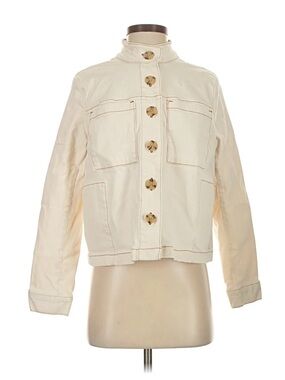 J. Jill Cream Jean Jacket with Brown Buttons
